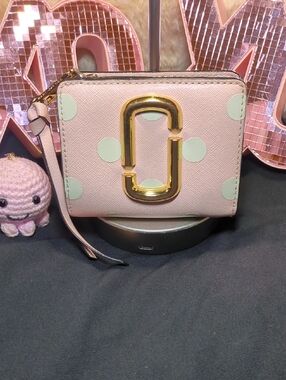 Marc Jacobs Pink Wallet w/Mint Polka Dots & Gold Hardware Customized Wallet $125